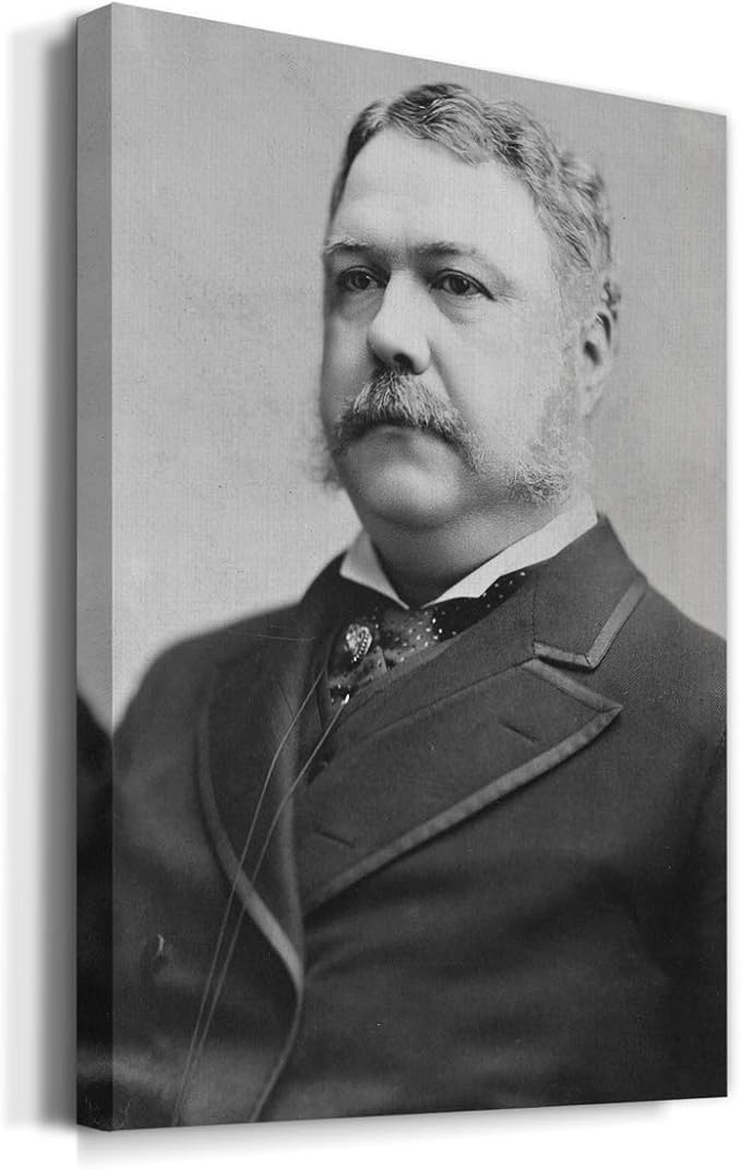 Renditions Gallery Chester A. Arthur Presidental Portrait Wall Art, Premium Gallery Wrapped Canvas Decor, Ready to Hang, 18 in H x 12 in W, Made in America Print