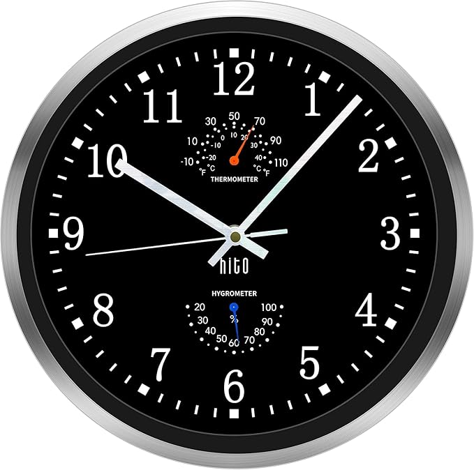 HITO 14 Inch Silent Wall Clock Battery Operated, Large Wall Clock for Living Room Decor, Office, Classroom, Bedroom
