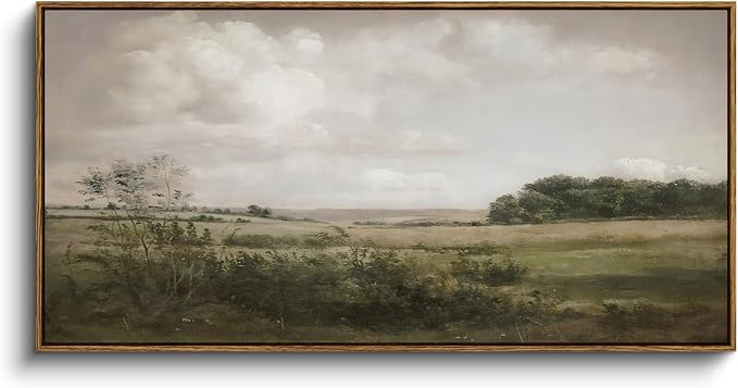 InSimSea Extra Large Framed Vintage Wall Art, Rustic Landscape,40x20in | Wilderness Farmhouse Picture, Canvas, Long Horizontal, Bedroom Above of Bed Fireplace Living Room