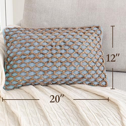 Boho Living Jada Decorative Throw, (1) 12" x 20" Pillow Cover, Light Blue