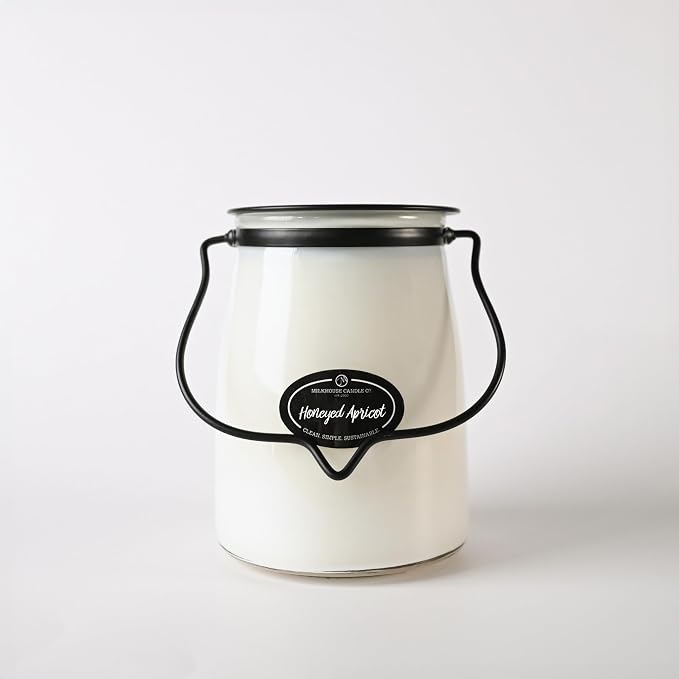 Milkhouse Honeyed Apricot Soy Candle, 22 oz Butter Jar, 120+ Hr Burn
