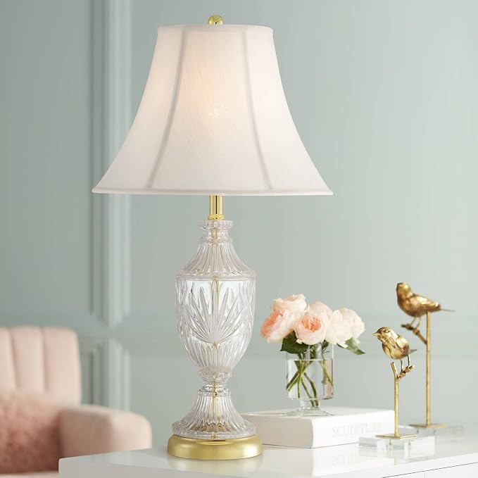 Jeannie 26 1/2" Tall Table Lamps Set of 2 Gold Brass Cut Clear Glass Urn