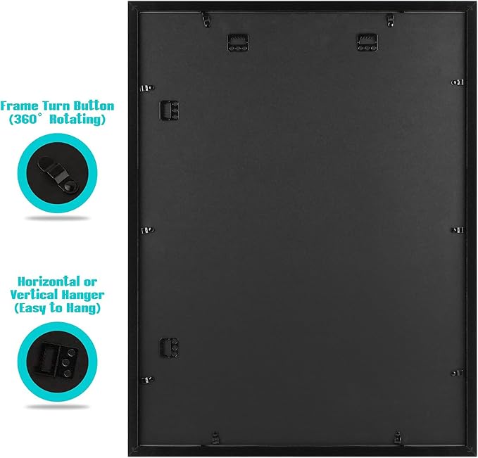 Frametory 18x24 Black Picture Frame with Real Glass Mat for 16x20