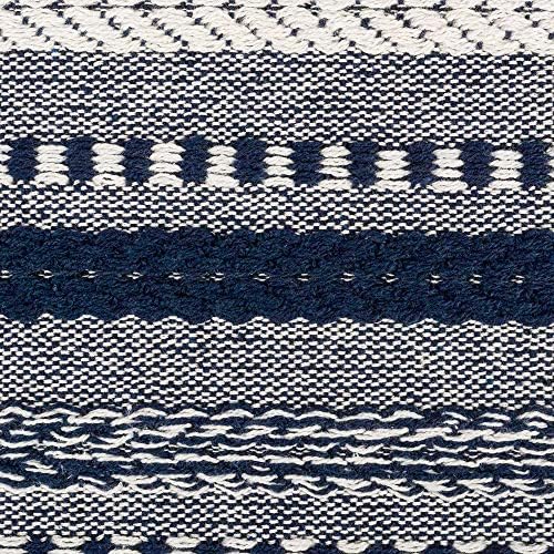 DII Farmhouse Braided Stripe Table Runner Collection, 15x108 (15x113, Fringe Included), Navy Blue