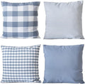 HOPLEE Light Blue Pillow Cover Cushion Cover with Buffalo Plaid, Solid Light Blue, Striped and Gingham Plaid Design 16x16 inch,4 Pack