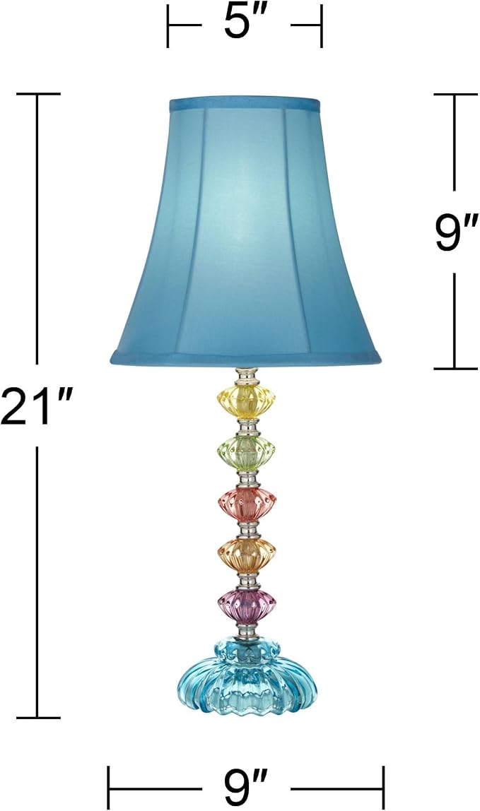Bohemian Blue 21" High Table Lamp Glass Teal Stacked Traditional Colored