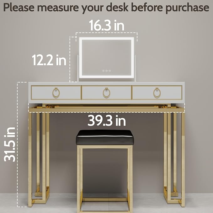 ROLOVE Lighted Makeup Mirror 16.3"x12.6", Hollywood Vanity Mirror with 10X Magnifier, 3 Color LED Lighting Modes, Smart Touch Control & 360° Rotation, Tabletop Makeup Mirror (White, Gift Ready)