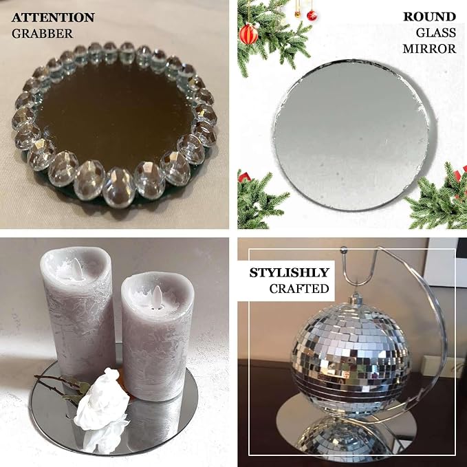 Efavormart 12" Round Glass Mirror Wedding Party Table Decorations Centerpieces - 4 PCS