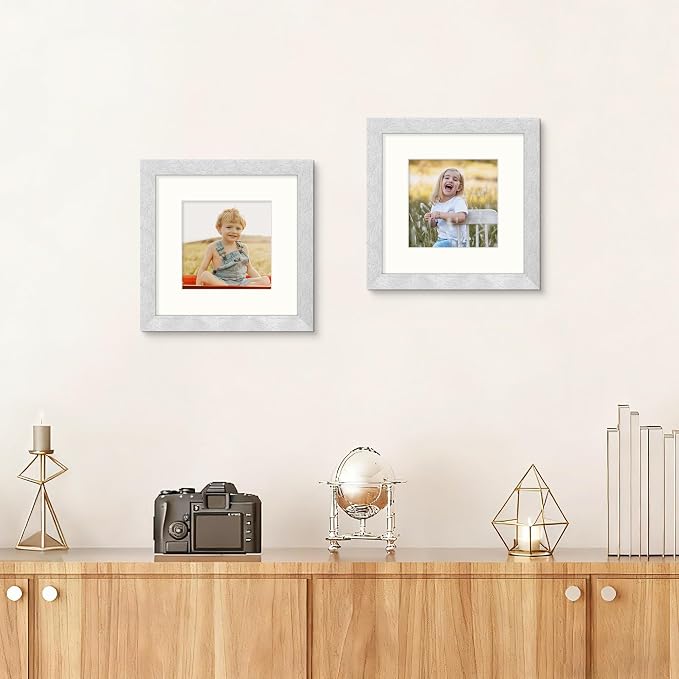 Picrit 8x8 Picture Frame Set of 12, Modern Gallery Wall Frames, Silver