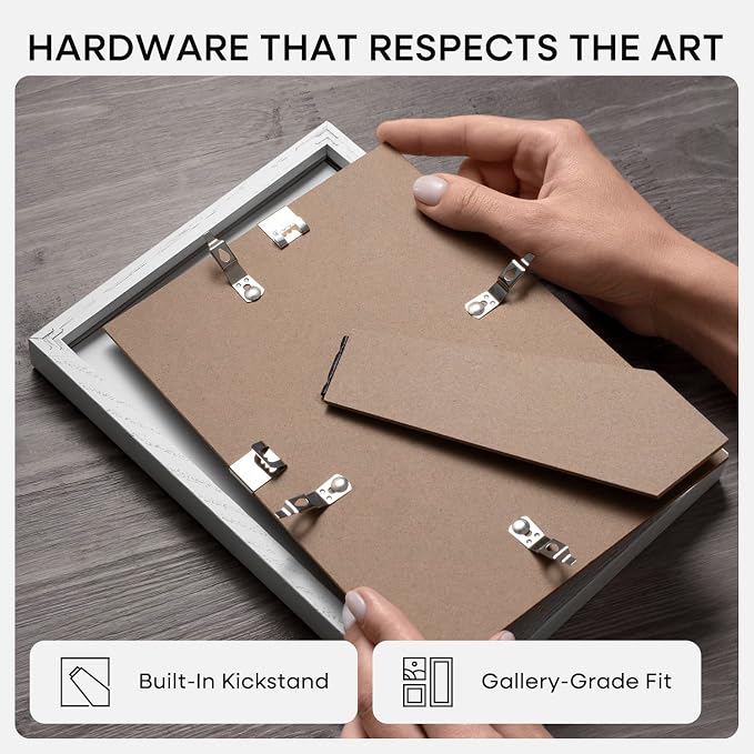 Homeforia 10x10 White Oak Picture Frame, High-End Wood, 8x8 Mat, Glass
