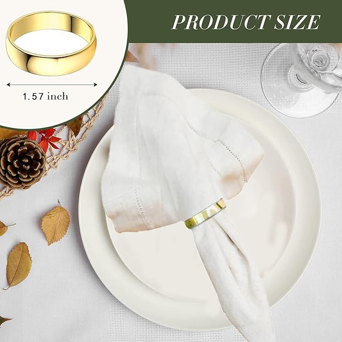 Gold Napkin Rings - 80 Pcs Stainless Steel Napkin Rings | Metal Napkin Ring for Table Settings Wedding Christmas Party Dinner Table