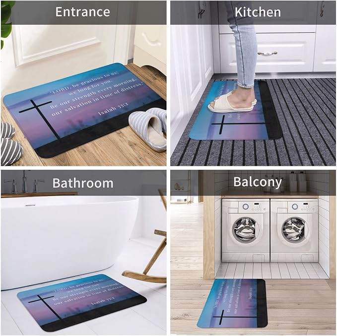 VIVACITE Prayer Mat Christian Prayer Rug for Prayer Room Décor Essentials | Thick Padded Half-Inch Foam with Knee Support, Faith Based Christian Gifts for Women Men, Bible Verse Isaiah 33:2, 24"X16"