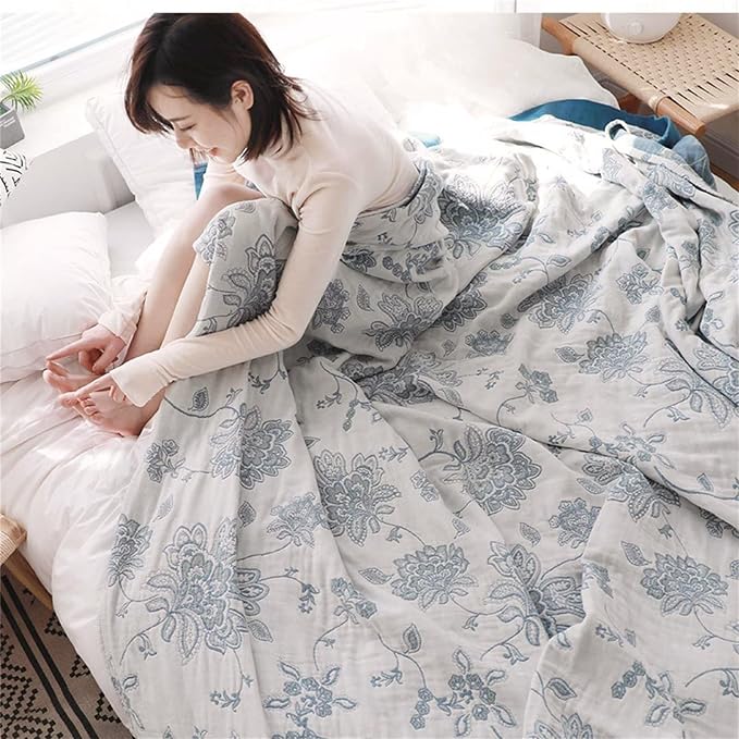 MSGKV Summer Throw Blanket 60"x80" 100% Cotton Woven Decorative Throw | 100% Cotton Woven, Decorative Throw Blanket, Soft & Lightweight, Couch & Bed Use, Living Room Accent, Machine Washable