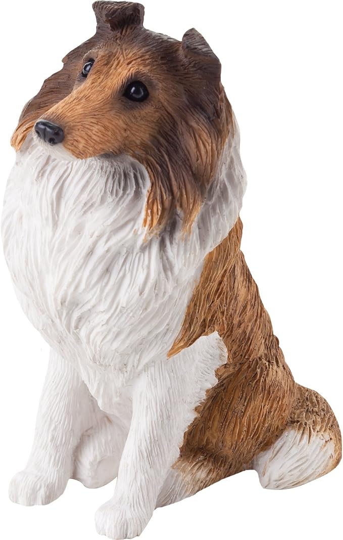 Sandicast Small Size Sable and White Collie Sculpture, Sitting