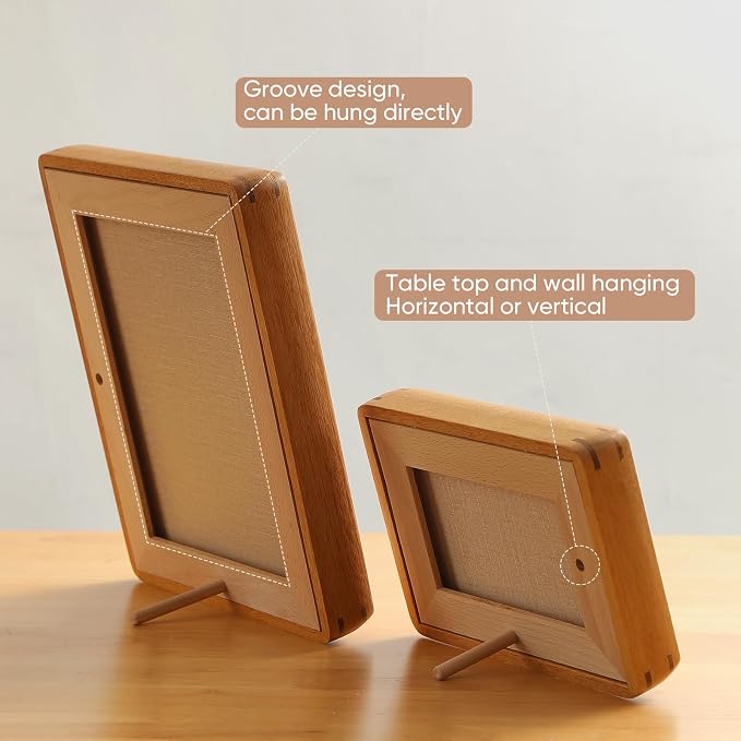 8x10 Picture Frame with 5x7/6x8 Mat - Solid Teak Wood Farmhouse Frame, Wall & Tabletop Display for Vintage Portraits & Gallery Décor (8x10,Teak)