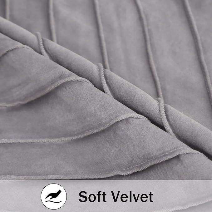 Velvet Throw Pillow Covers 22x22 inch Pack of 2 Gold Decor Gray