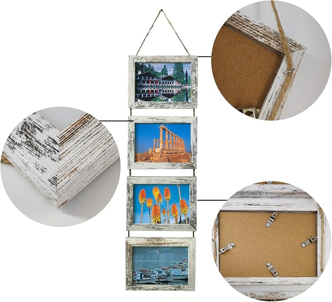 SESEAT Wall Hanging 5x7 Picture Frames Collage with Distressed White Frames,2 Packs