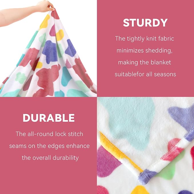 GEULAY Rainbow Blanket for Girls Boys, 50"x60" | Soft Cozy Warm, Colorful Fleece Throw, For Bed Couch, Boho Home Room Decor, Easter Basket & Birthday Gift