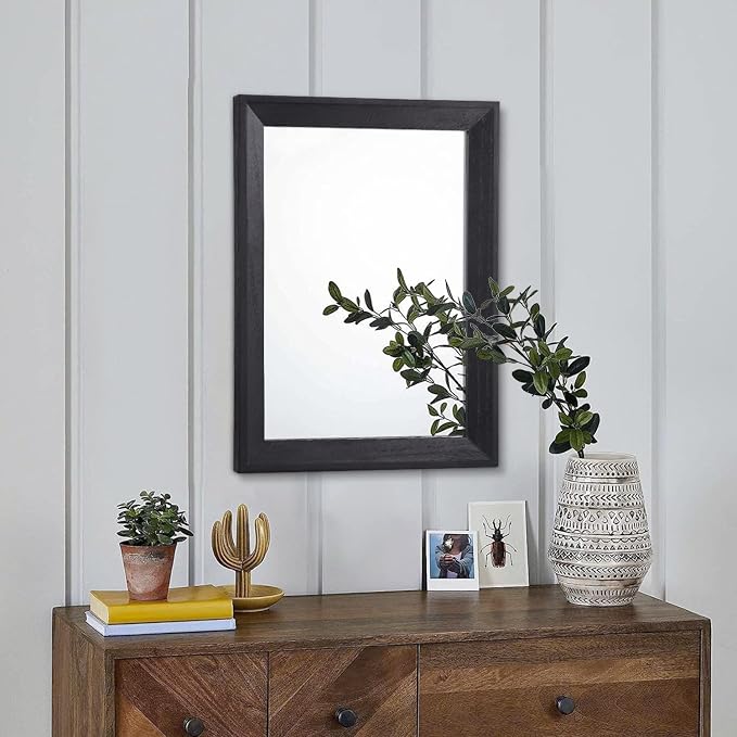 AAZZKANG Wall Mirror Black Wood Framed Rectangle Mirrors for Wall 16"x12" | Decorative Small Hanging Mirror for Bedroom Bathroom Living Room Farmhouse Entryway