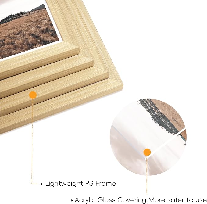 Gallery Wall Frame Set, 8 Pack Neutral Wall Decor, Beige, Small | Natural Collage Picture Frames Wall Art for Living Room, Entryway, Stairway, Bedroom, Assorted Size