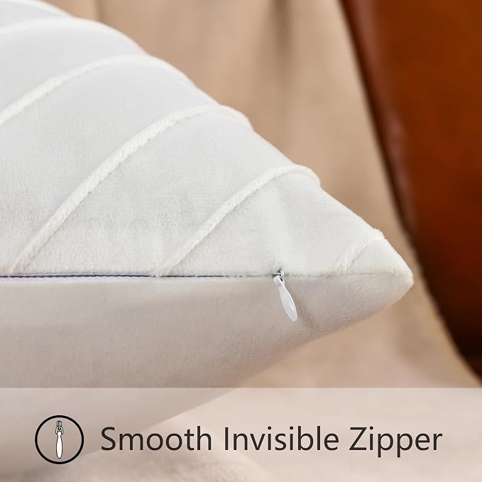 Velvet Throw Pillow Covers 22x22 inch Pack of 2 Gold Decor White