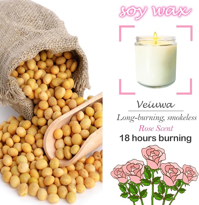 24 Pcs 6 Oz Rose Scented Soy Candles Set,Mason jar Bulk Candles for Gifts,Aromatherapy Candle,Great Stress Relieving Scented Candle for Girls as a Gift for Birthdays, Weddings and More!