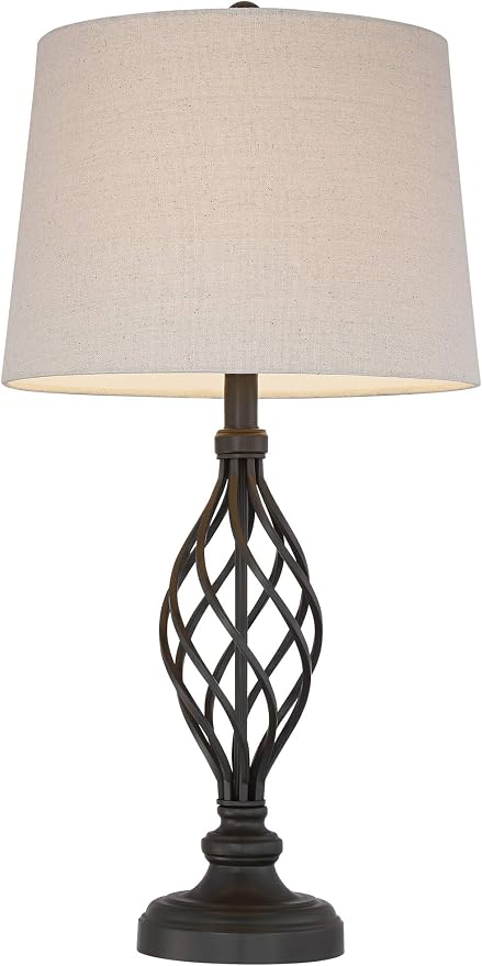 Annie 28" Tall Table Lamps Set of 2 Open Scroll Iron Bronze Brown