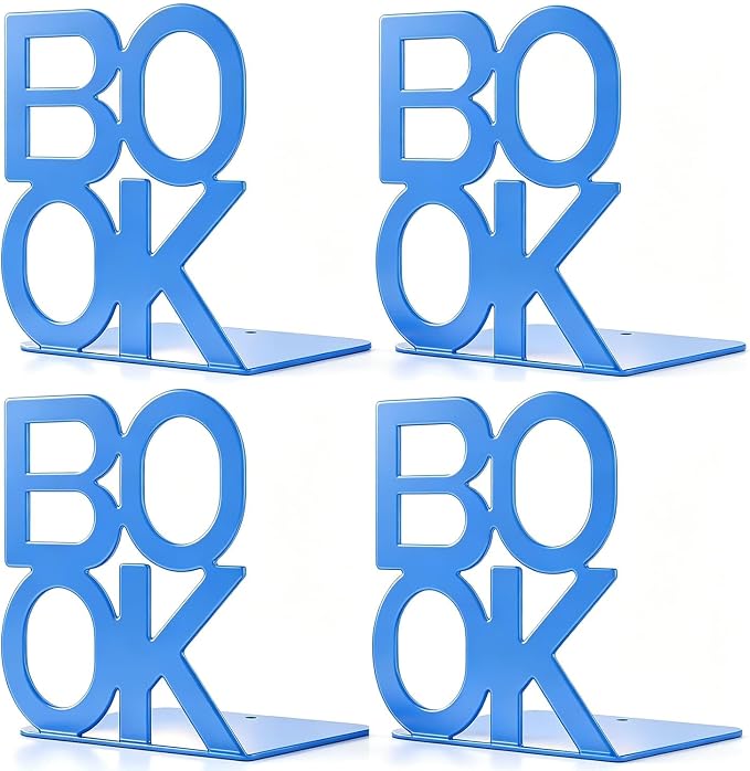 Book Ends Blue 2 Pair Metal BookEnds for Bookrack Desk,Books