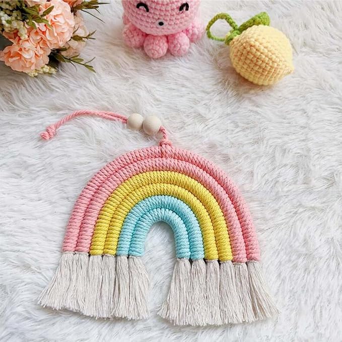 1PCS Colorful Rainbow Wall Decor - Handmade Weaving Ornament Pendant Decoration Wall Decor Hanging Home Decoration (Blue)