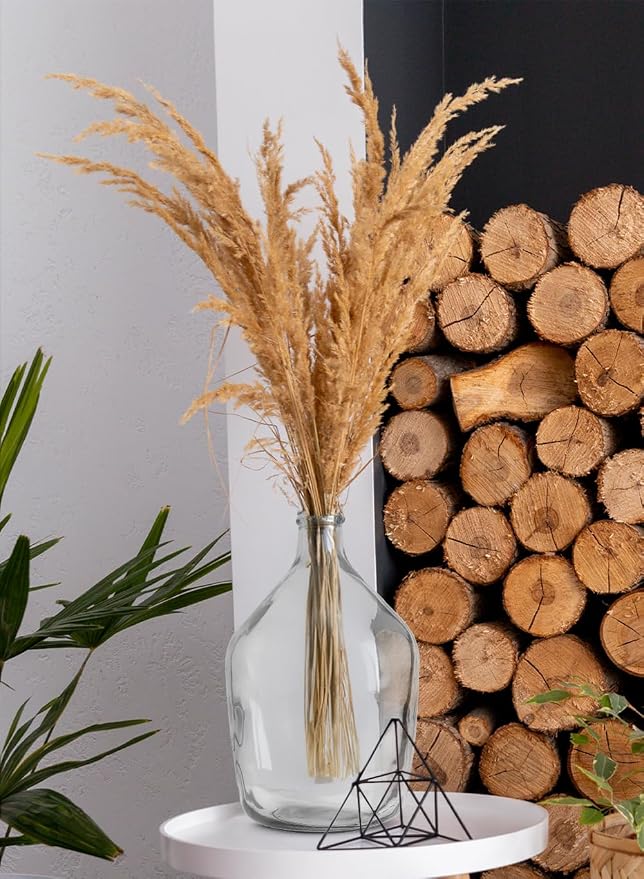 Serene Spaces Living Clear/Brown Tall Vase, Bottle Glass Vase, Elegant Home Decor for Fresh or Dried Flowers, Perfect for Living Rooms, Dining Areas, and Centerpieces (Large - Pack of 1)