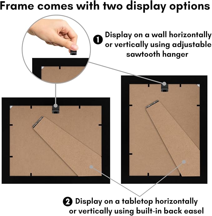 Americanflat 6x8 Picture Frame - Matted to 3x5 - Engineered Wood - Black