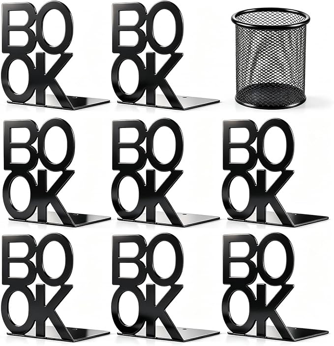 4 Pair Book Ends, Bookends, Book Ends for Shelves,Bookend