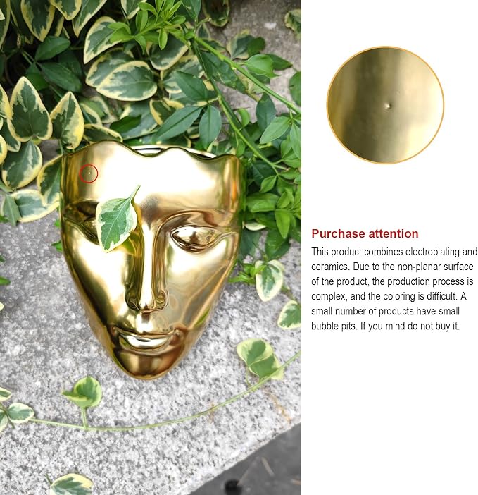 Face Vase,Ceramic Female Form Face Vase,Modern Wall Hanging Plant Pot with Drainage for Home Centerpieces, Office Outdoor Hanging Decor