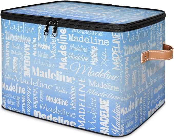 Custom Storage Basket with Name, Personalized Keepsake Box,Blue