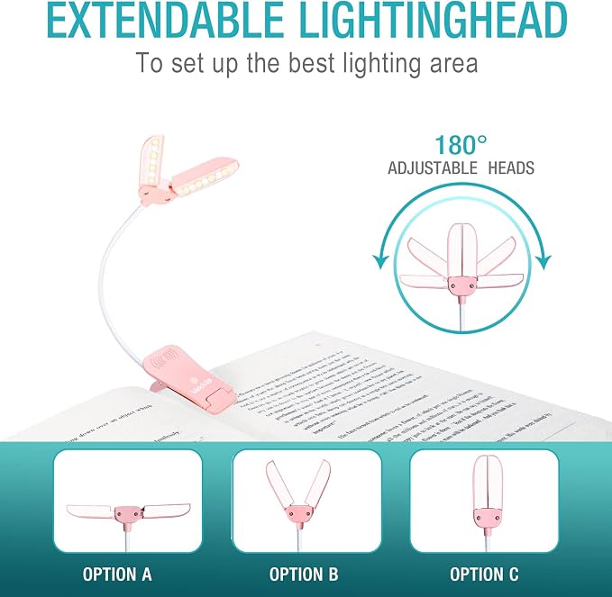 Vekkia 14 LED Rechargeable Book Light for Reading at Night