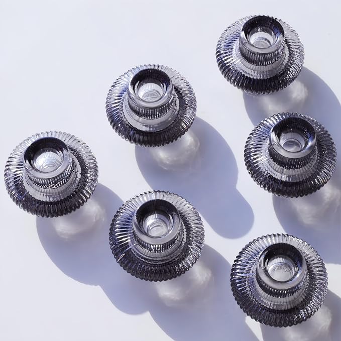 VOHO Smoky Grey Taper Candle Holders Set of 6, Candle Sticks Holder Decor