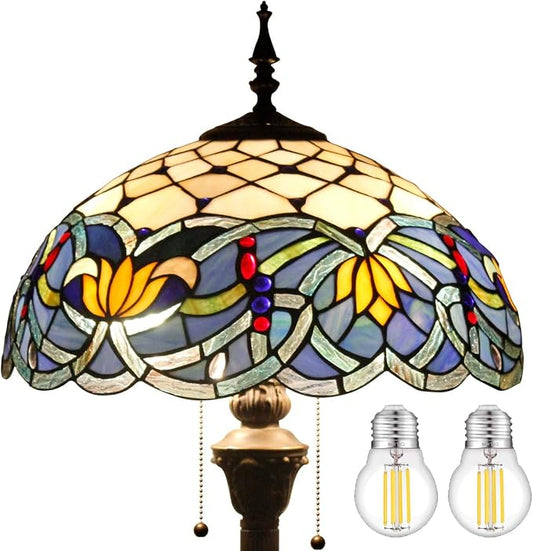 WERFACTORY Tiffany Floor Lamp 64 Inch Stained Glass Standing Reading Light