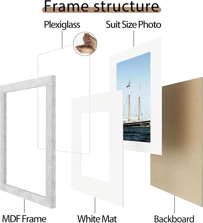 Picrit 12x16 Picture Frame Set of 12, Modern Gallery Wall Frames, Silver