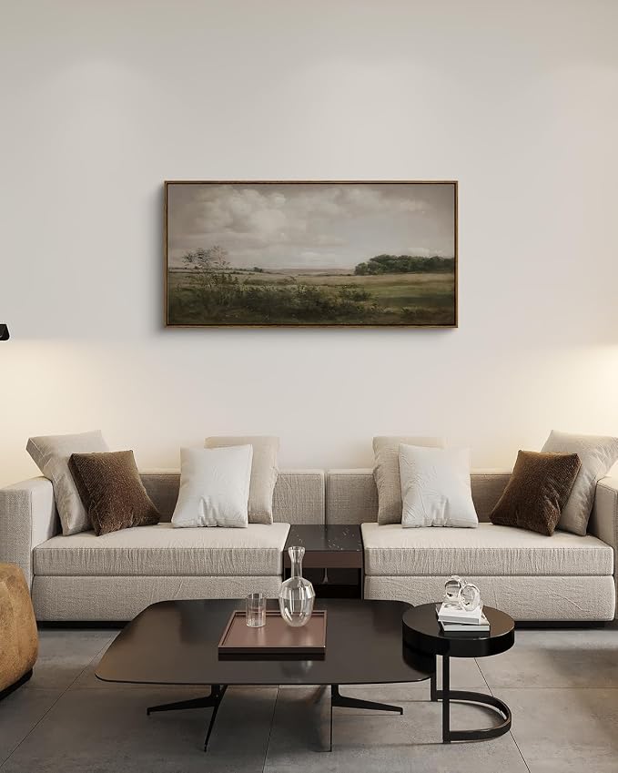 InSimSea Extra Large Framed Vintage Wall Art, Rustic Landscape,40x20in | Wilderness Farmhouse Picture, Canvas, Long Horizontal, Bedroom Above of Bed Fireplace Living Room