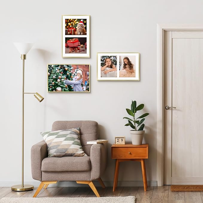 Golden State Art 12x19 Collage Frame w/Mat for 8x10 Photos Gold 2 Pack
