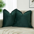 JUSPURBET Military Green Velvet Throw Pillow Covers 22x22 Inch Set of 2 with Soft Tassel Fringe Luxury Boho Pillowcase for Sofa Couch Bed Home Decor Machine Washable