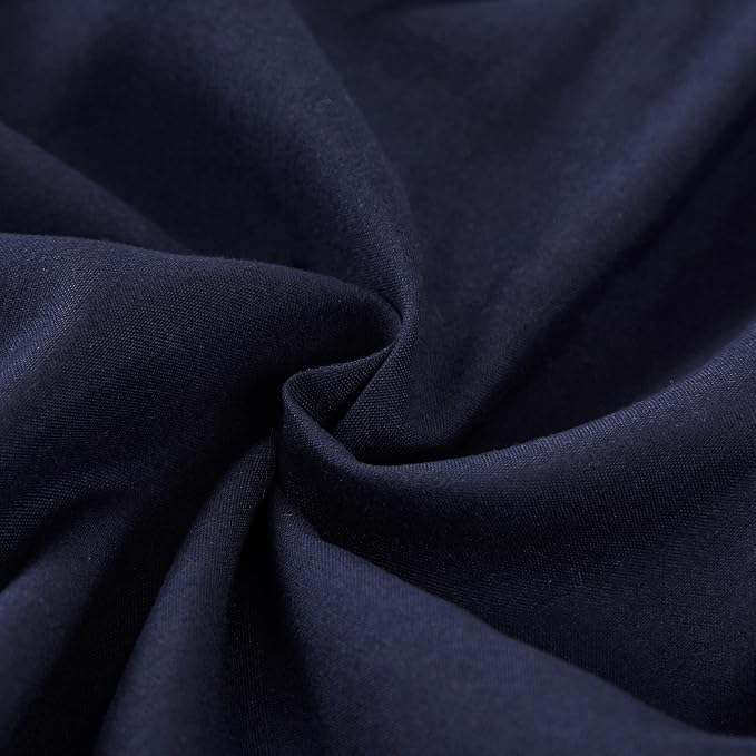 MEILA Wrap Around Elastic Bed Skirt for Twin & Full Beds, 24" Drop, Navy | Three-Side Adjustable Elastic Dust Ruffle, Ruffled Polyester Fabric, Easy to Install, Fade Resistant & Machine Washable