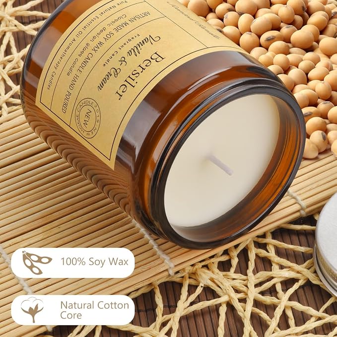 Vanilla Cream Scented Candles, Soy Wax Candles | Stress Relief and Relax Aromatherapy Candle, Candles for Home Bathroom, Gifts for Women Birthday Christmas