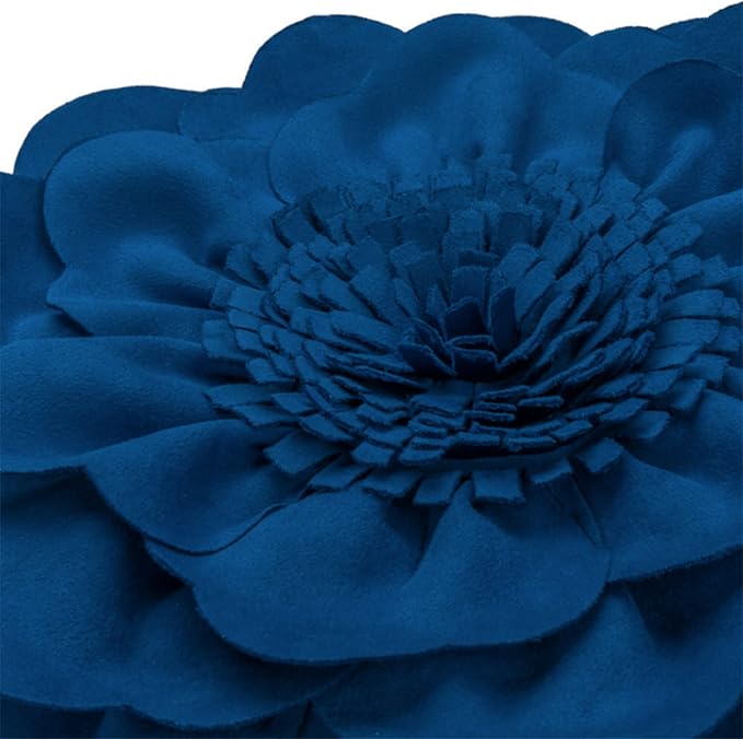 JWH Handmade Flower Throw Pillow Cover Decorative Peony Pillow Case Round Cushion Floral Pillowcase for Bedroom Bed Couch Living Room 14 Inch Royal Blue