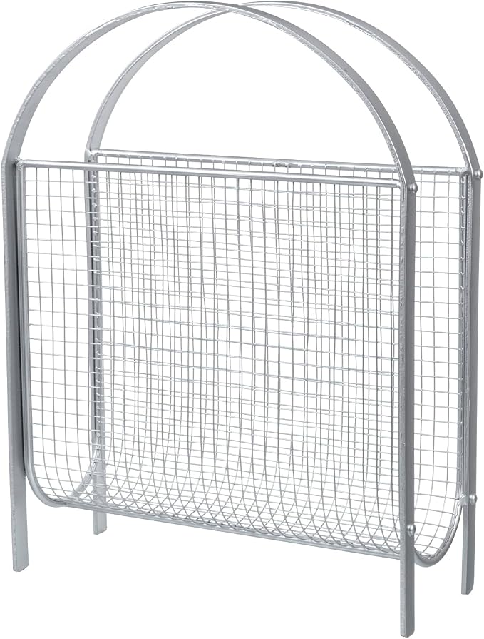 MyGift Mid-Century Silver Metal Mesh Magazine Rack, Freestanding Holder | Mid-century inspired silver mesh rack keeps magazines and newspapers organized in a stylish basket design for table or floor
