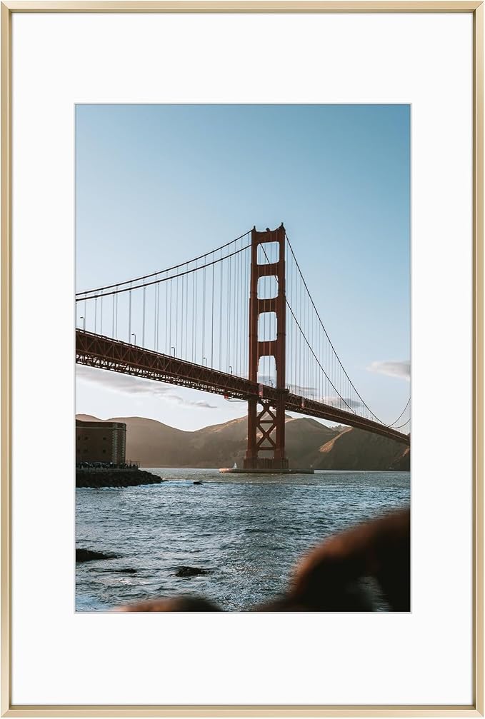 Frametory 16x24 Gold Aluminum Metal Picture Frame Mat for 12x18 Glass