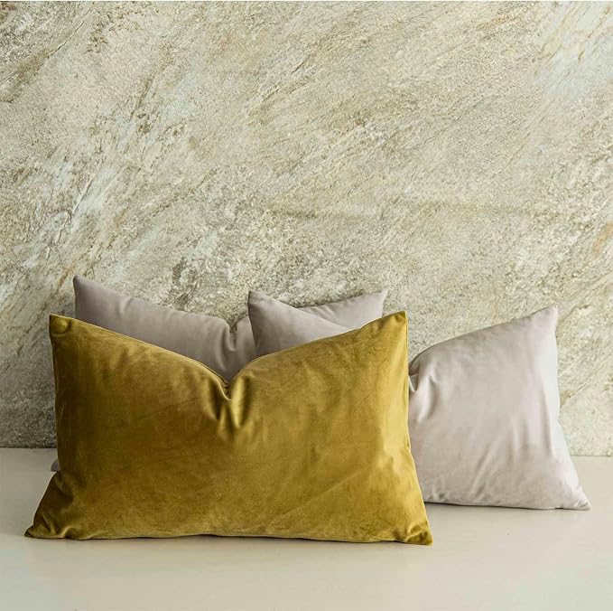 Cashmere Decorative Lumbar Velvet Throw Pillow Covers 12x20 inch Set of 2 with Zipper Luxury Soft Solid Rectangle Cushion Covers Case for Sofa Couch Bed Living Room