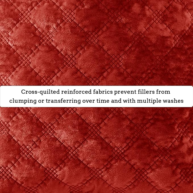 Throw Pillow Cover 18x18 1 Piece Velvet Square Pillowcase Soft Skin-Friendly Cross Process Decorative Farmhouse Cushion Covers for Couch Sofa Bedroom Living Room,Red