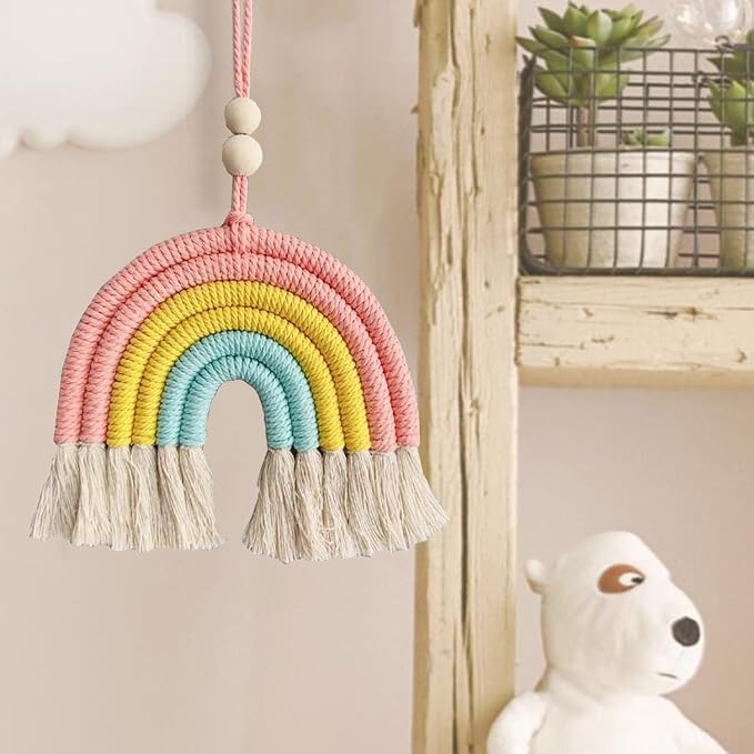 1PCS Colorful Rainbow Wall Decor - Handmade Weaving Ornament Pendant Decoration Wall Decor Hanging Home Decoration (Blue)