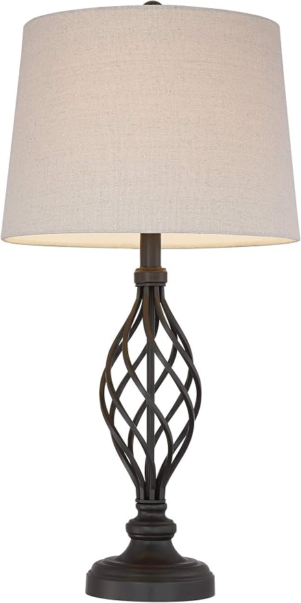 Annie 28" Tall 3-Way Table Lamps Set of 2 Scroll Table Top Dimmers Iron
